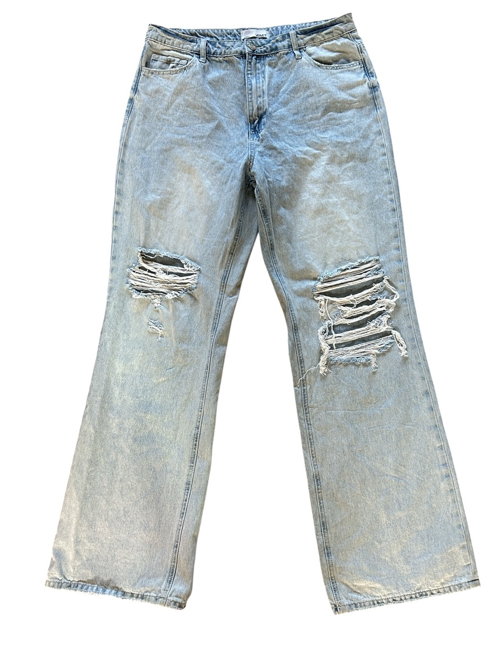 Vervet Light Wash Distressed Wide Leg Jeans